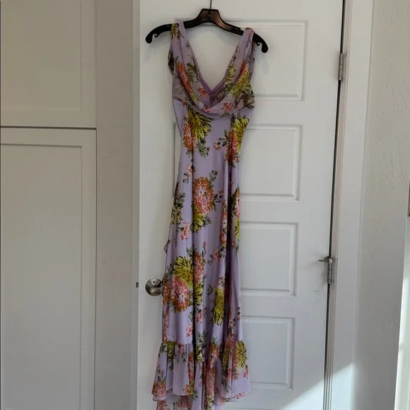CINQ A SEPT Raya Faded Chrysanthemum Sleeveless Cowl Midi Dress Lilac NWT Size 6 - Picture 3 of 10